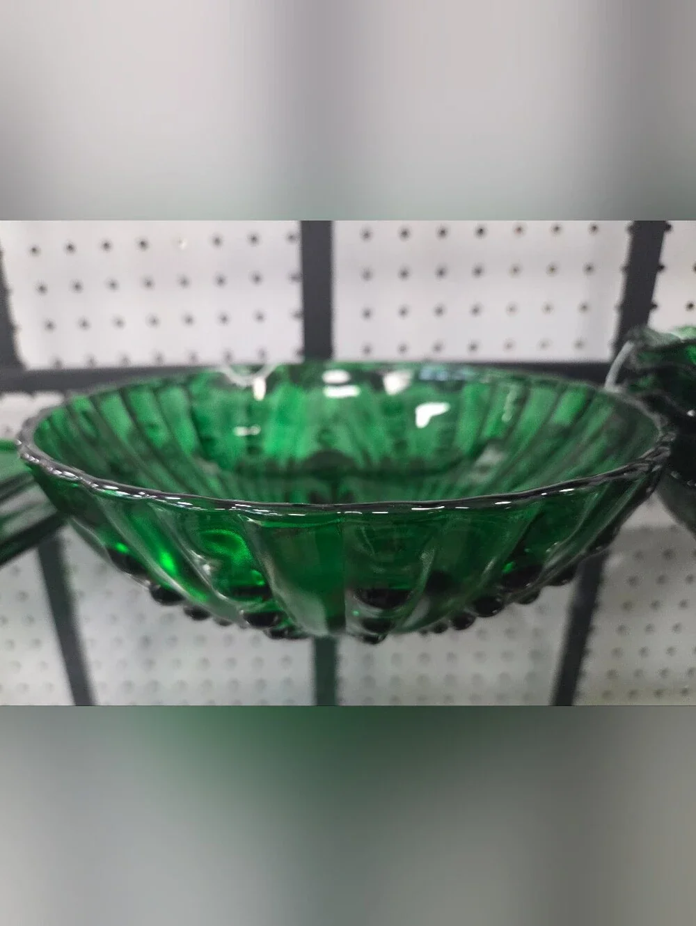Vintage Anchor Hocking Glass Berry Serving Bowl, Burple Forest Green